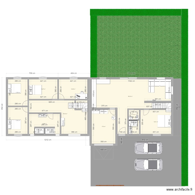 Plan maison1. Plan de 11 pièces et 181 m2