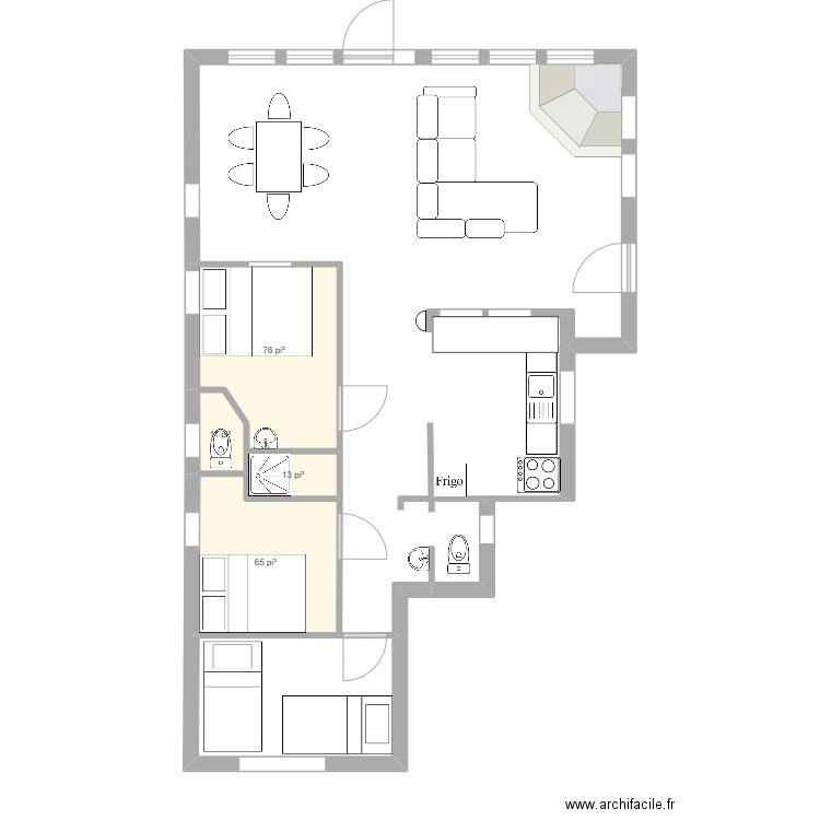 Chalet 700. Plan de 4 pièces et 15 m2