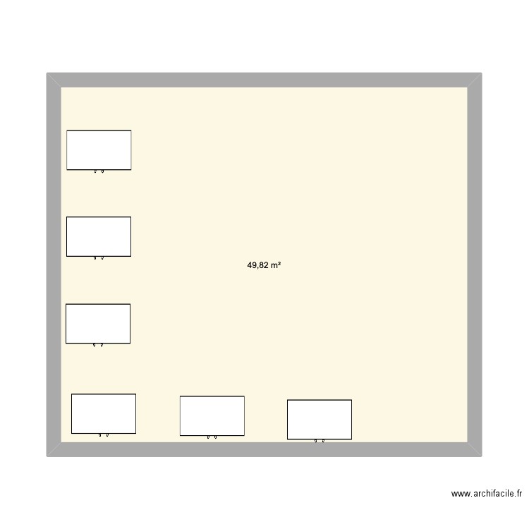 salle AA. Plan de 1 pièce et 50 m2