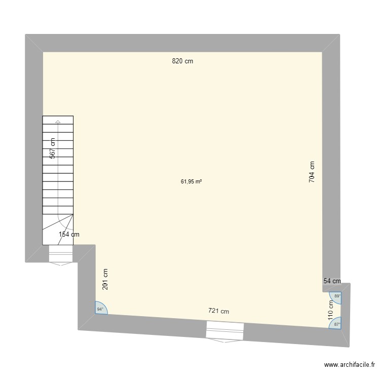 PLAN du grenier . Plan de 1 pièce et 62 m2