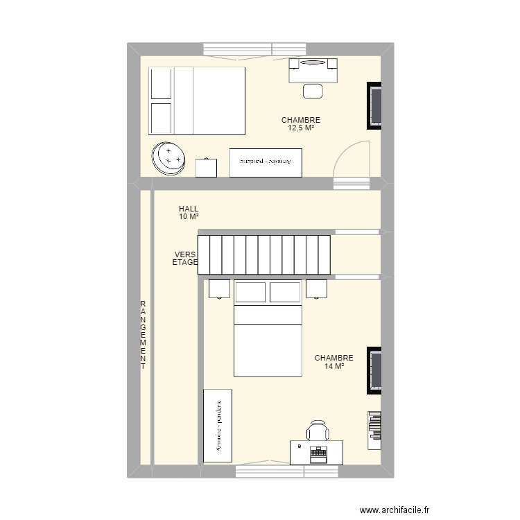 1er ETAGE QUEVY. Plan de 5 pièces et 39 m2