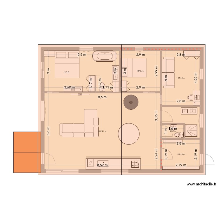 Maison. Plan de 7 pièces et 96 m2