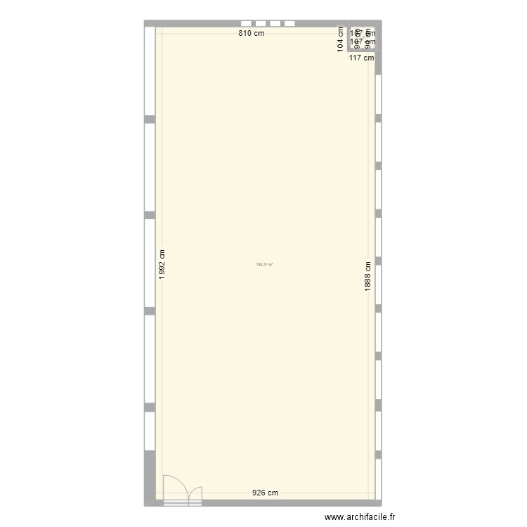 Dojo avant travaux. Plan de 2 pièces et 184 m2