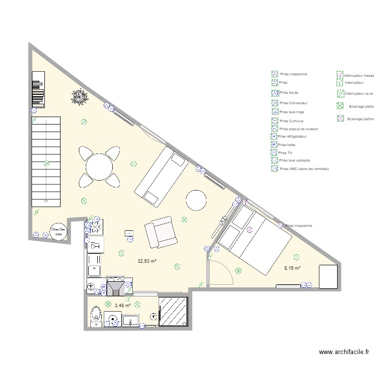 Maldoyenne 3eme_elec. Plan de 3 pièces et 44 m2