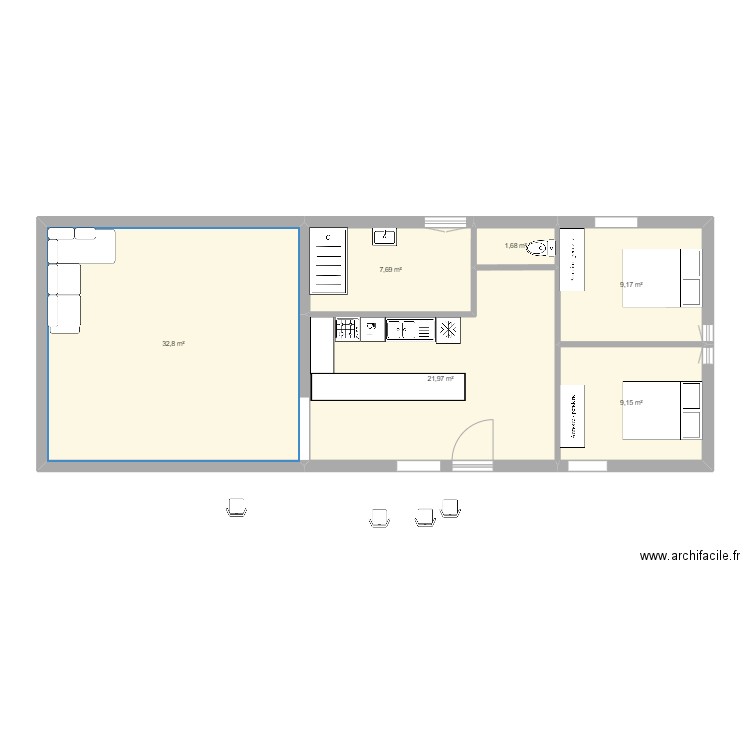 ville 2. Plan de 6 pièces et 82 m2