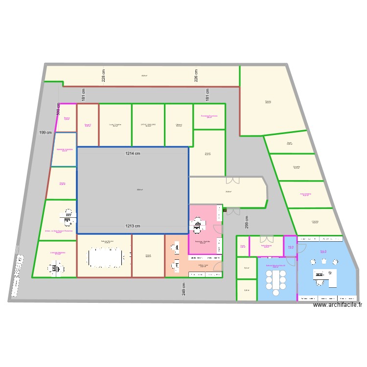 SJF pro V 4. Plan de 30 pièces et 1081 m2