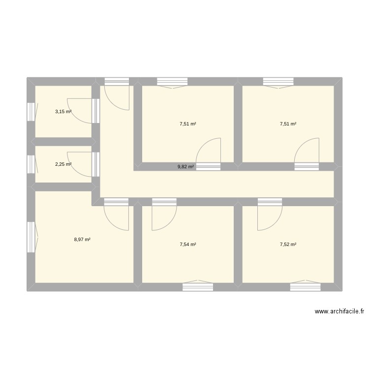 Plan du perso. Plan de 8 pièces et 54 m2