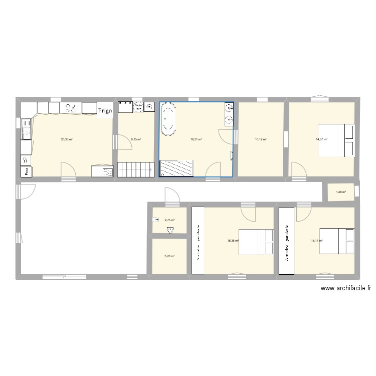 ESQUISSE. Plan de 10 pièces et 109 m2