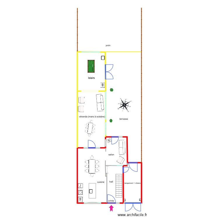 Chris rez-de-chaussée. Plan de 3 pièces et 29 m2