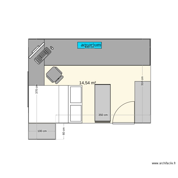 Chambre_. Plan de 1 pièce et 15 m2