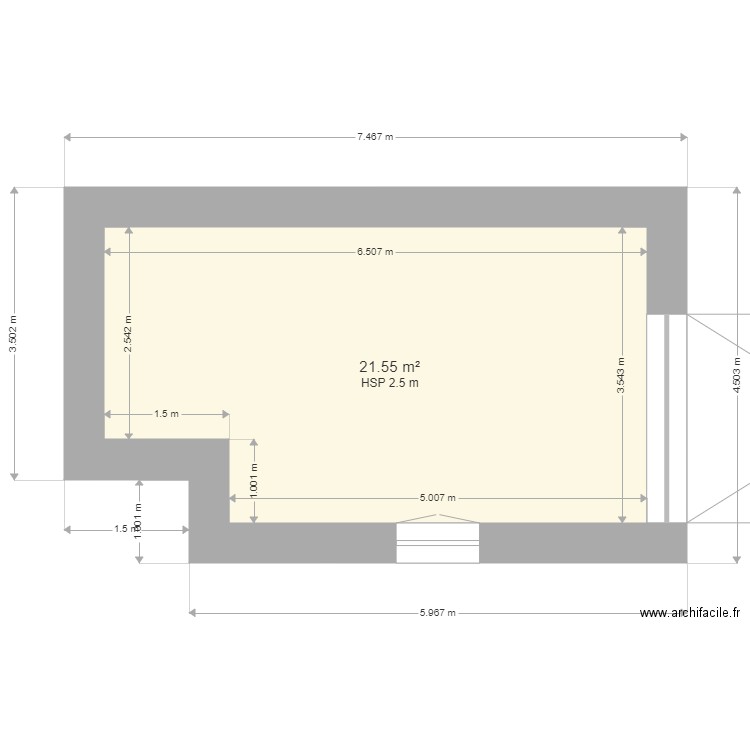 garage. Plan de 1 pièce et 22 m2