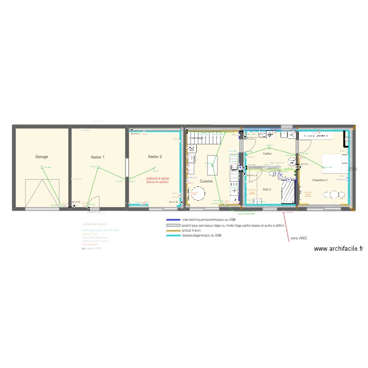 Plan électricité v1. Plan de 21 pièces et 386 m2