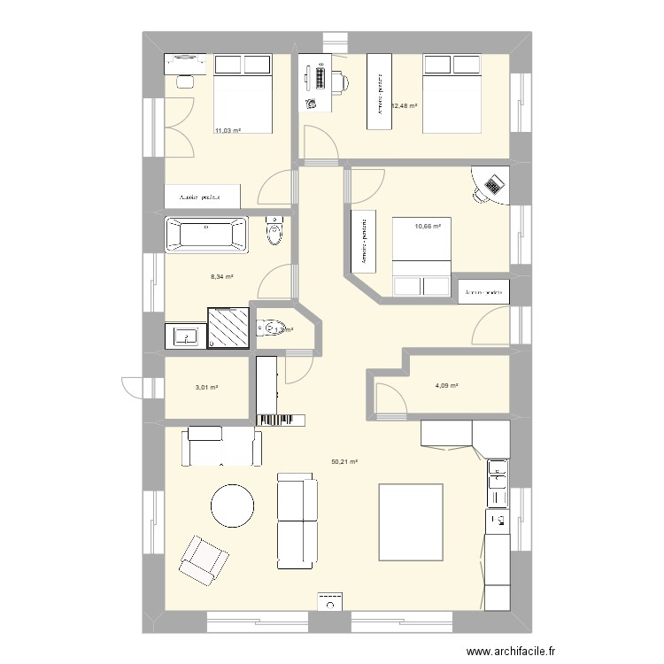 Maison parfaite. Plan de 8 pièces et 101 m2