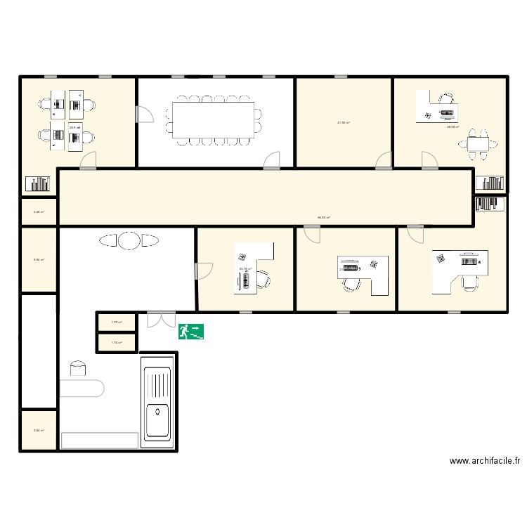 Plan Turbigo. Plan de 11 pièces et 222 m2