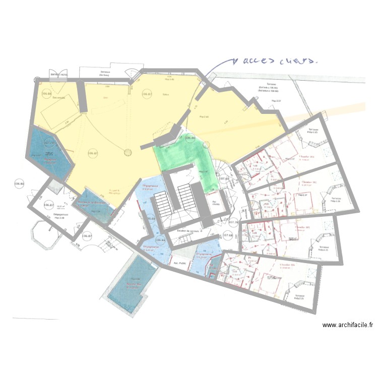 ROB RDC. Plan de 6 pièces et 110 m2