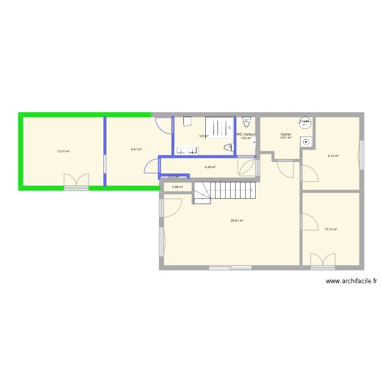 Maison Saran. Plan de 11 pièces et 89 m2