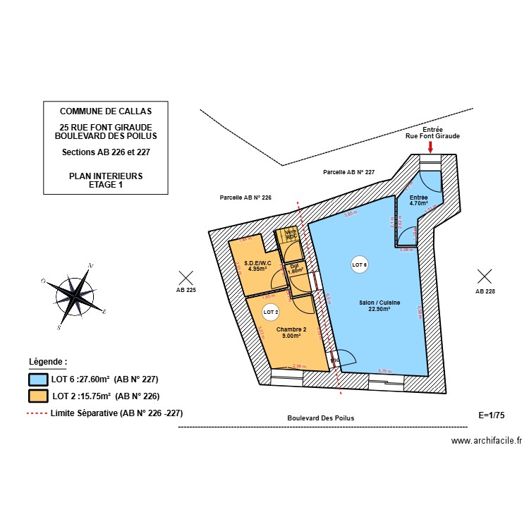 CALLAS (R+1) Modifs 2025 (AB 226+227). Plan de 8 pièces et 49 m2