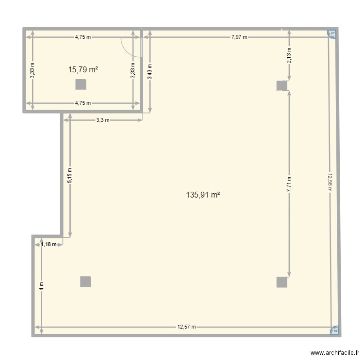 C OPEN1. Plan de 2 pièces et 152 m2