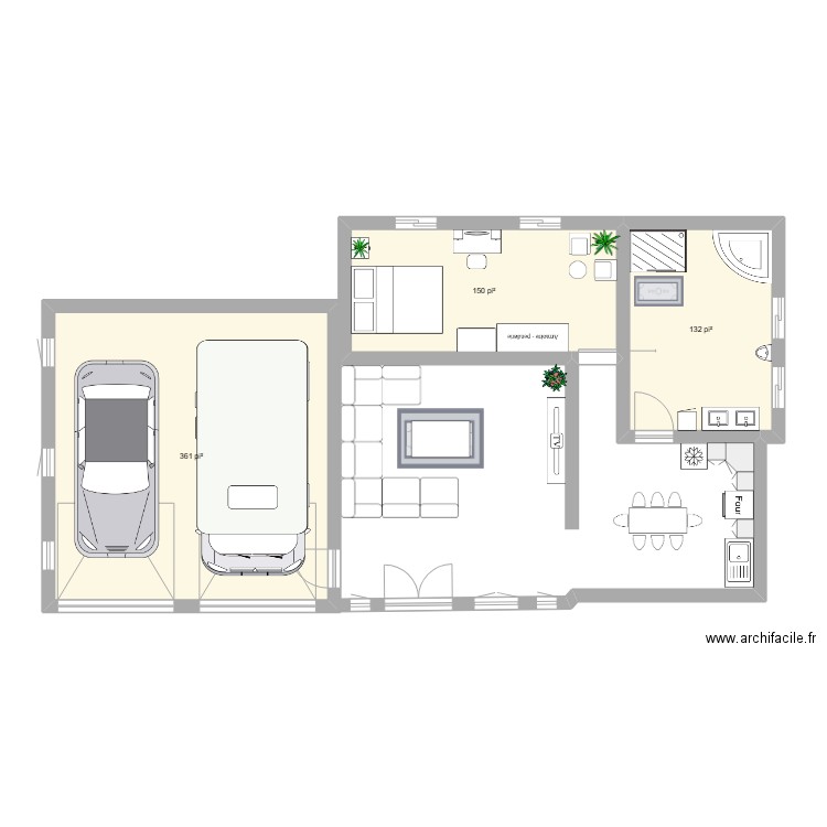 Maison de reve. Plan de 3 pièces et 60 m2