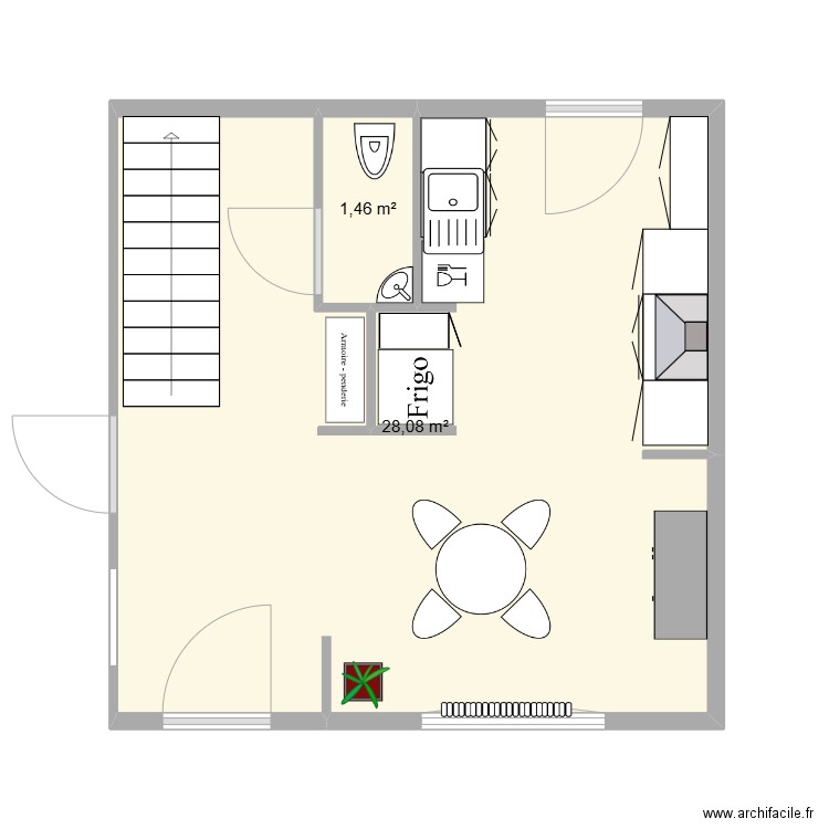 maison pau. Plan de 2 pièces et 30 m2