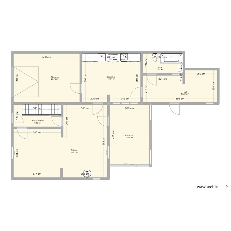 Tinlot REZ . Plan de 7 pièces et 116 m2