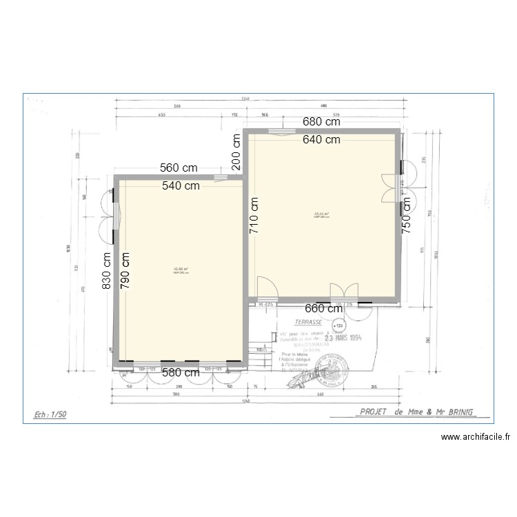 Maison Toucas. Plan de 2 pièces et 88 m2