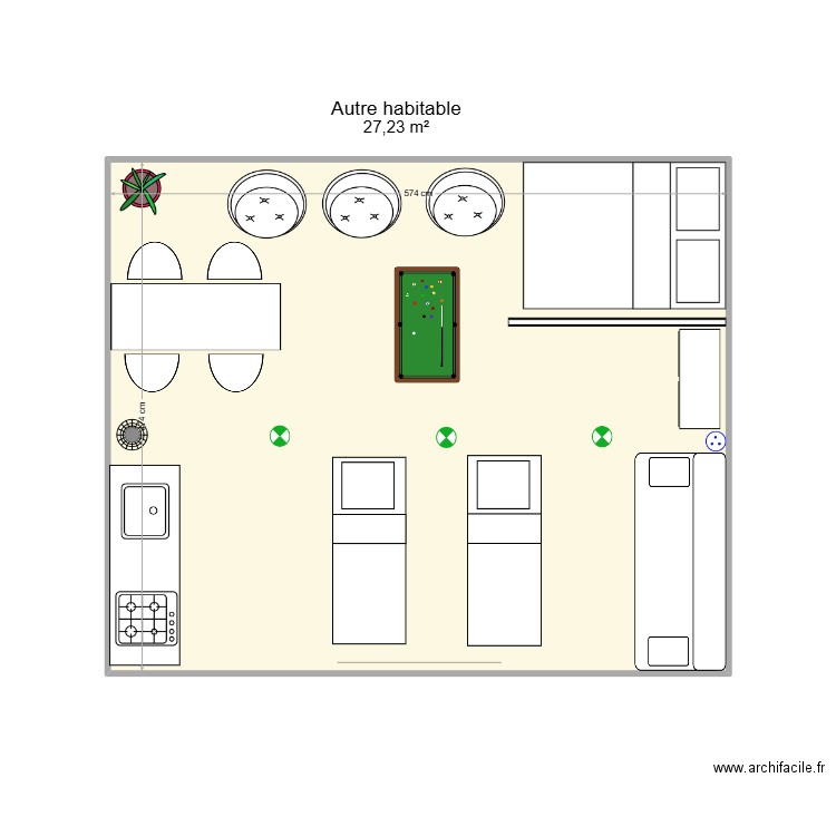 Chalet. Plan de 1 pièce et 27 m2