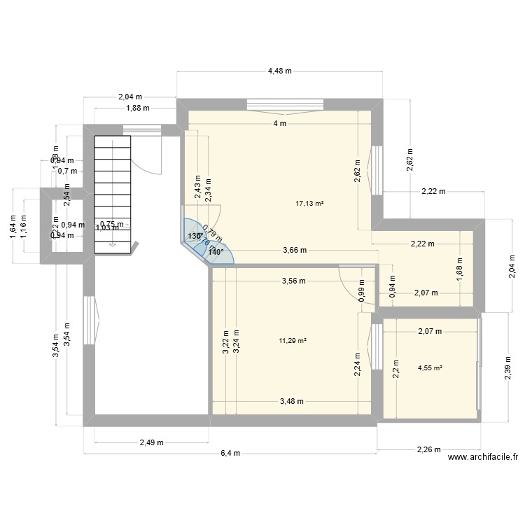 BELLECHASSE. Plan de 3 pièces et 33 m2