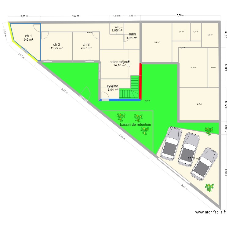 nimes. Plan de 19 pièces et 247 m2