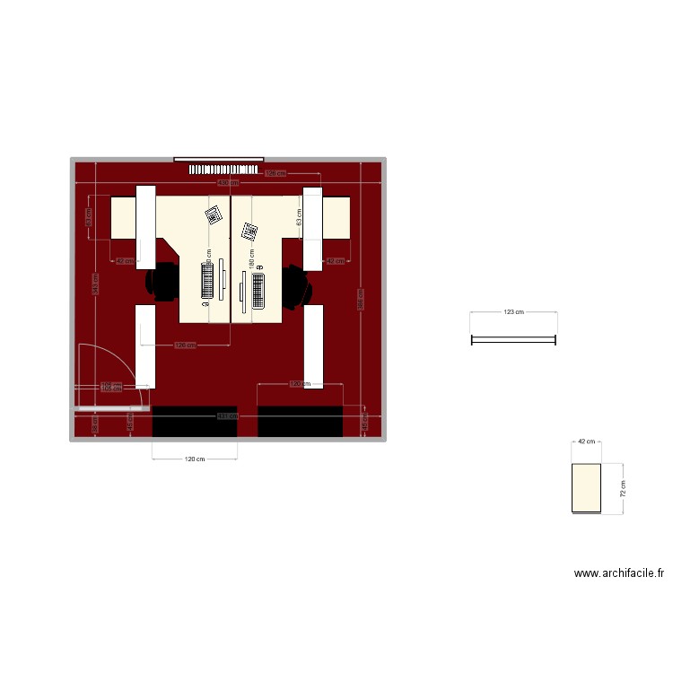 bureau daymi avec modification. Plan de 1 pièce et 17 m2