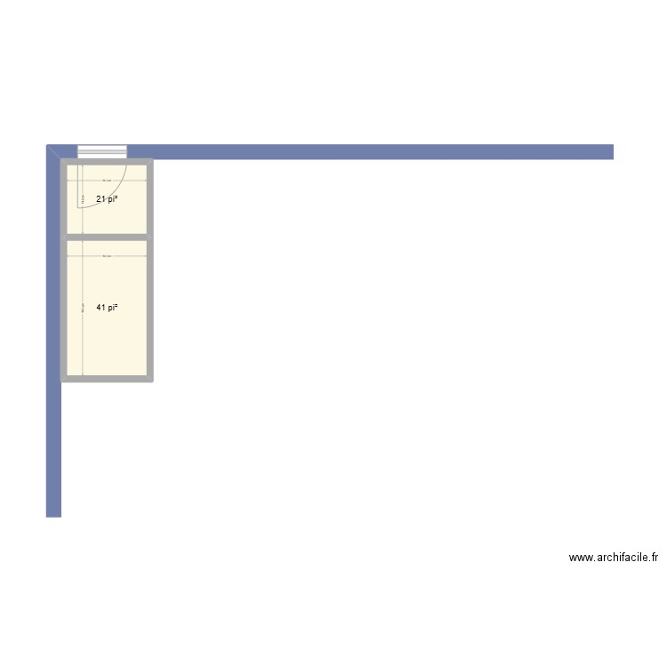 Entré salle municipale. Plan de 2 pièces et 6 m2