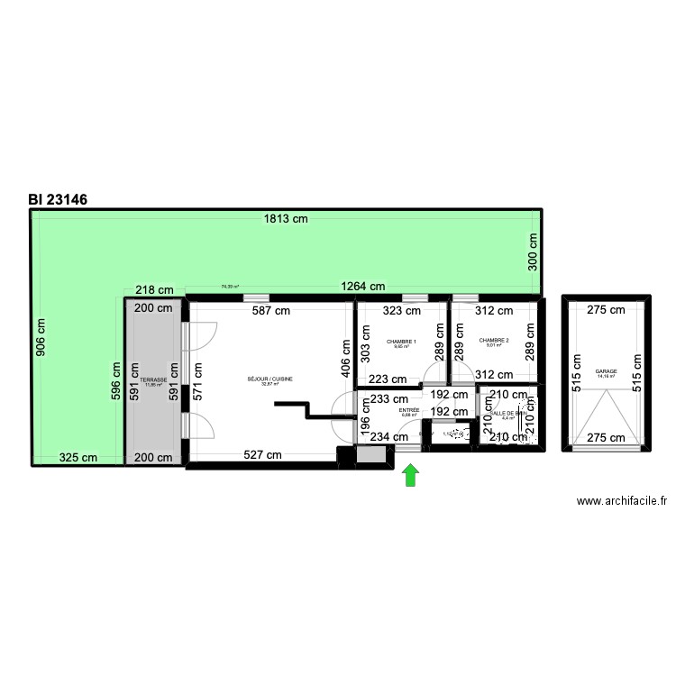 BI 23146. Plan de 13 pièces et 165 m2