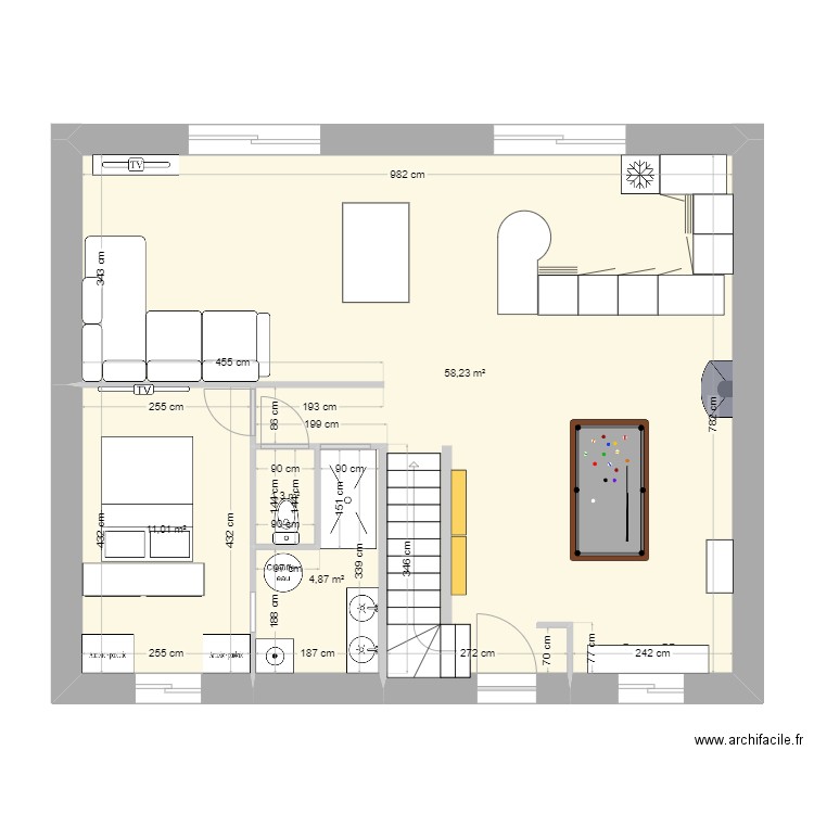 maison. Plan de 4 pièces et 75 m2