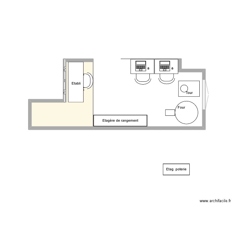 Bureau_v2. Plan de 1 pièce et 3 m2