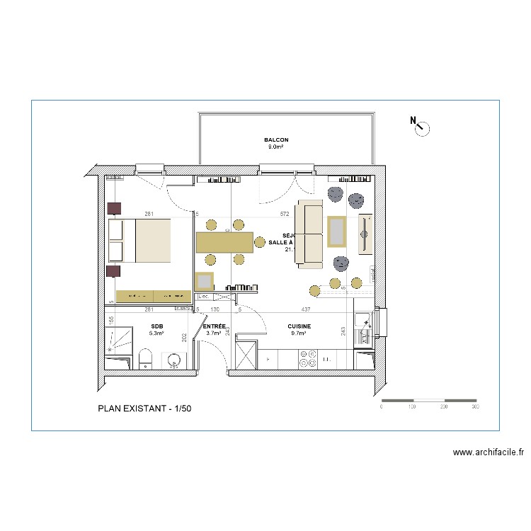 devoir concevoir un espace fonctionnel. Plan de 0 pièce et 0 m2