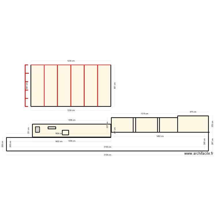 facade haut living aa. Plan de 30 pièces et 136 m2