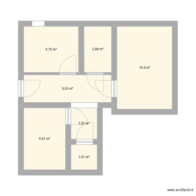 paris. Plan de 7 pièces et 34 m2