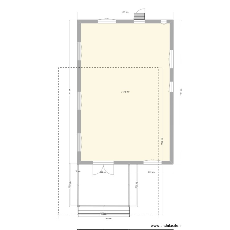 Abbécourt 3. Plan de 1 pièce et 71 m2