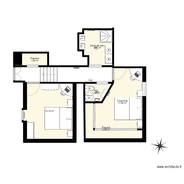 miellerie. Plan de 6 pièces et 37 m2