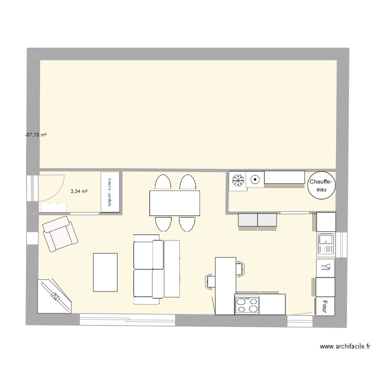 MAISON 1. Plan de 2 pièces et 4 m2