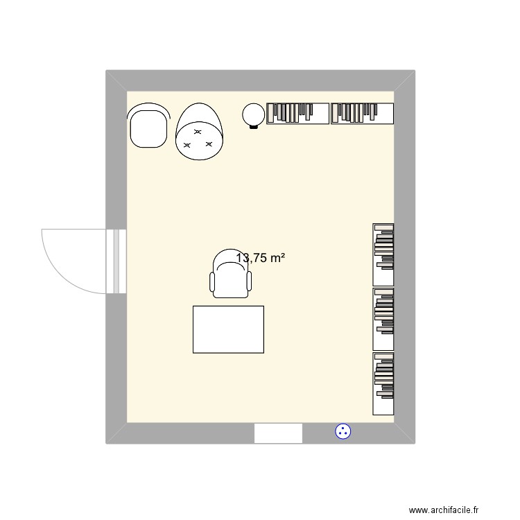 Bibliothèque 1. Plan de 1 pièce et 14 m2