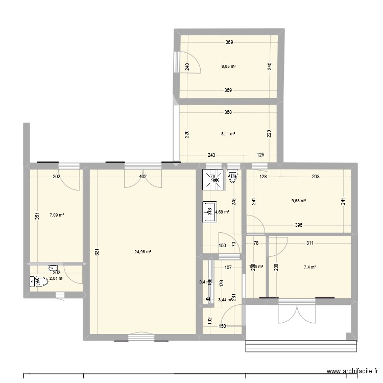 Oléron. Plan de 11 pièces et 78 m2