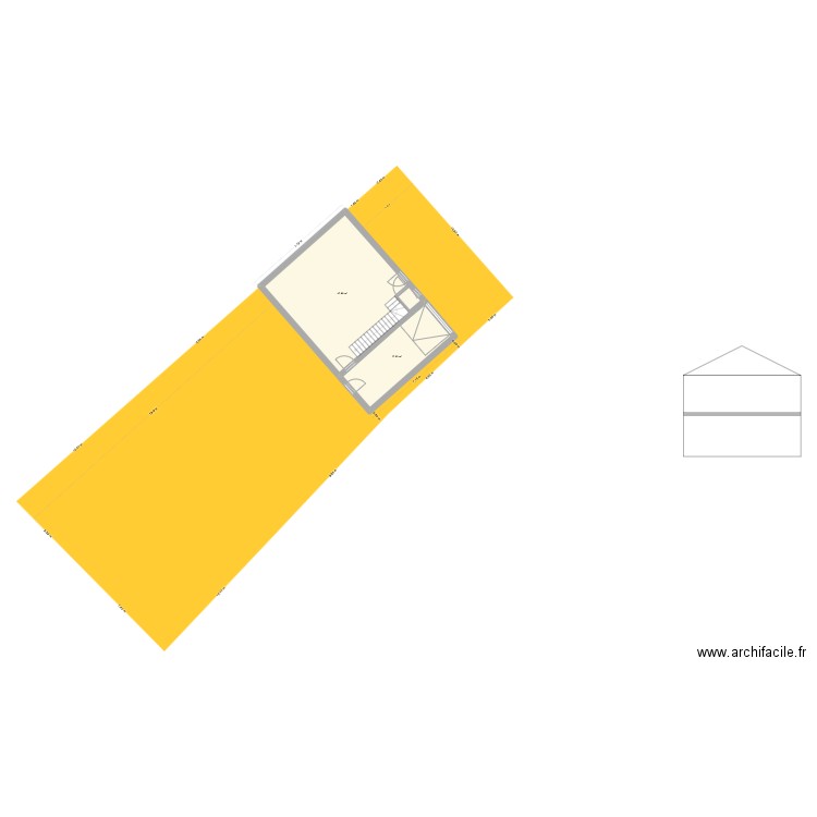 Projet Extension. Plan de 2 pièces et 65 m2