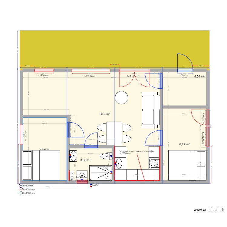 60 2.2 СЛНЧГРСК. Plan de 6 pièces et 70 m2