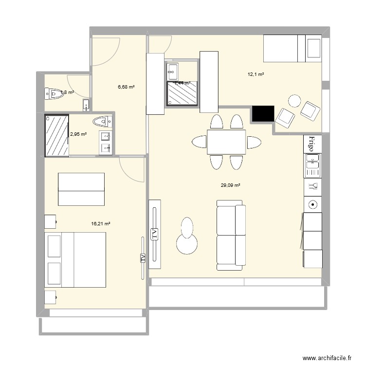 First Ground. Plan de 7 pièces et 70 m2