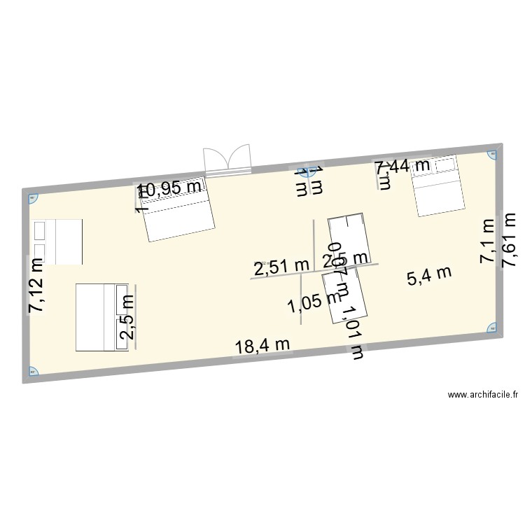 mag. Plan de 1 pièce et 130 m2