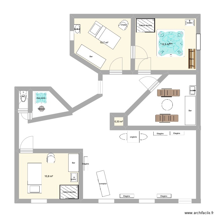 plan institut . Plan de 4 pièces et 34 m2