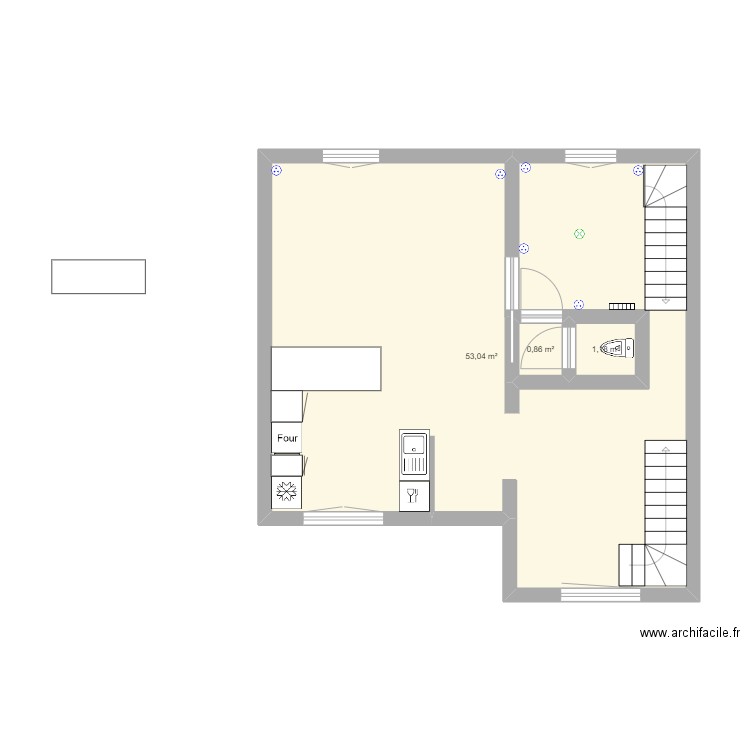 1er etage bis karim. Plan de 3 pièces et 55 m2