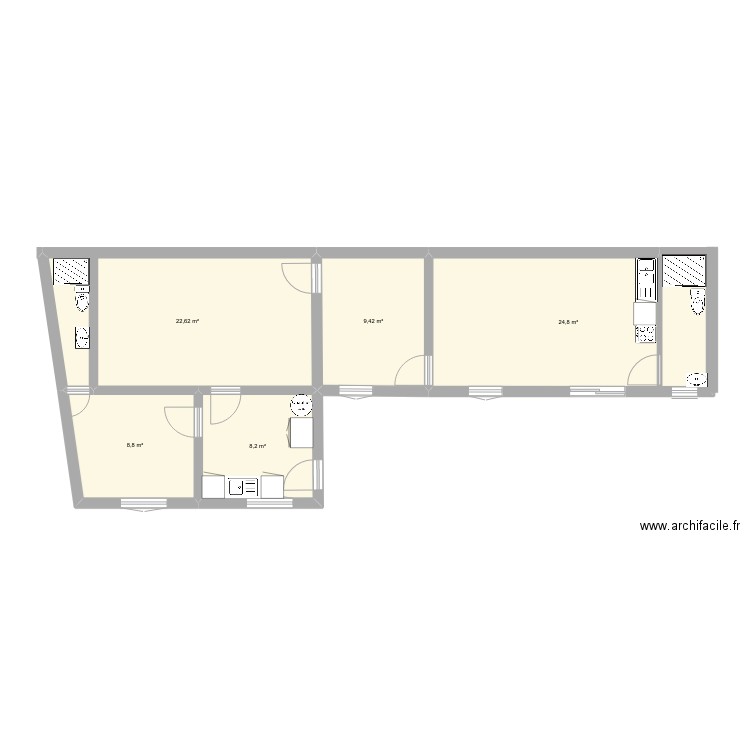 plan 2. Plan de 5 pièces et 74 m2