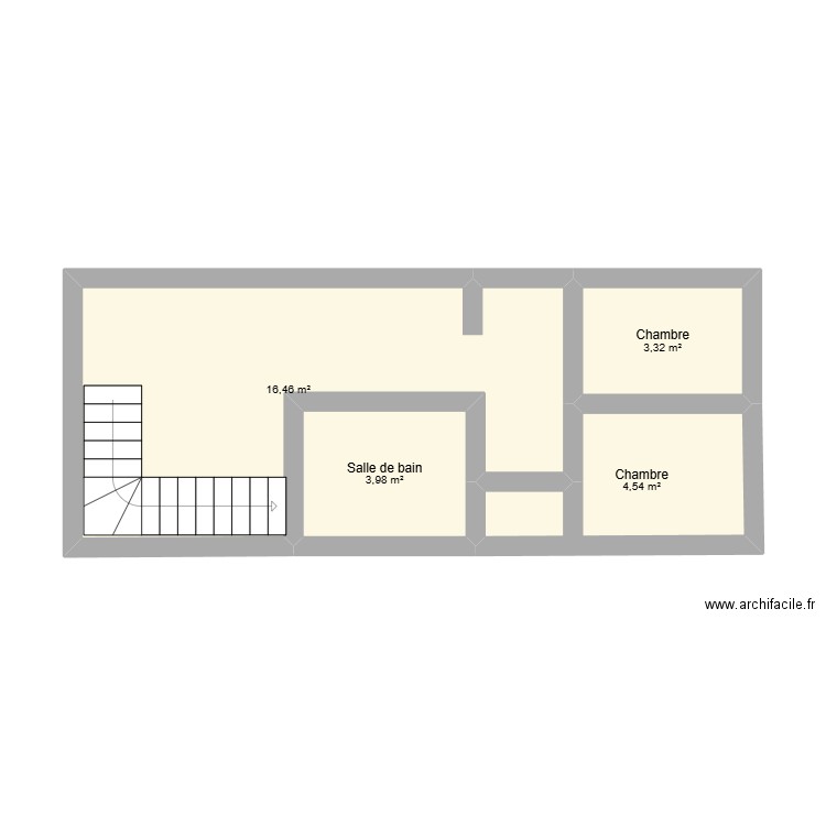 etage enfant. Plan de 4 pièces et 28 m2